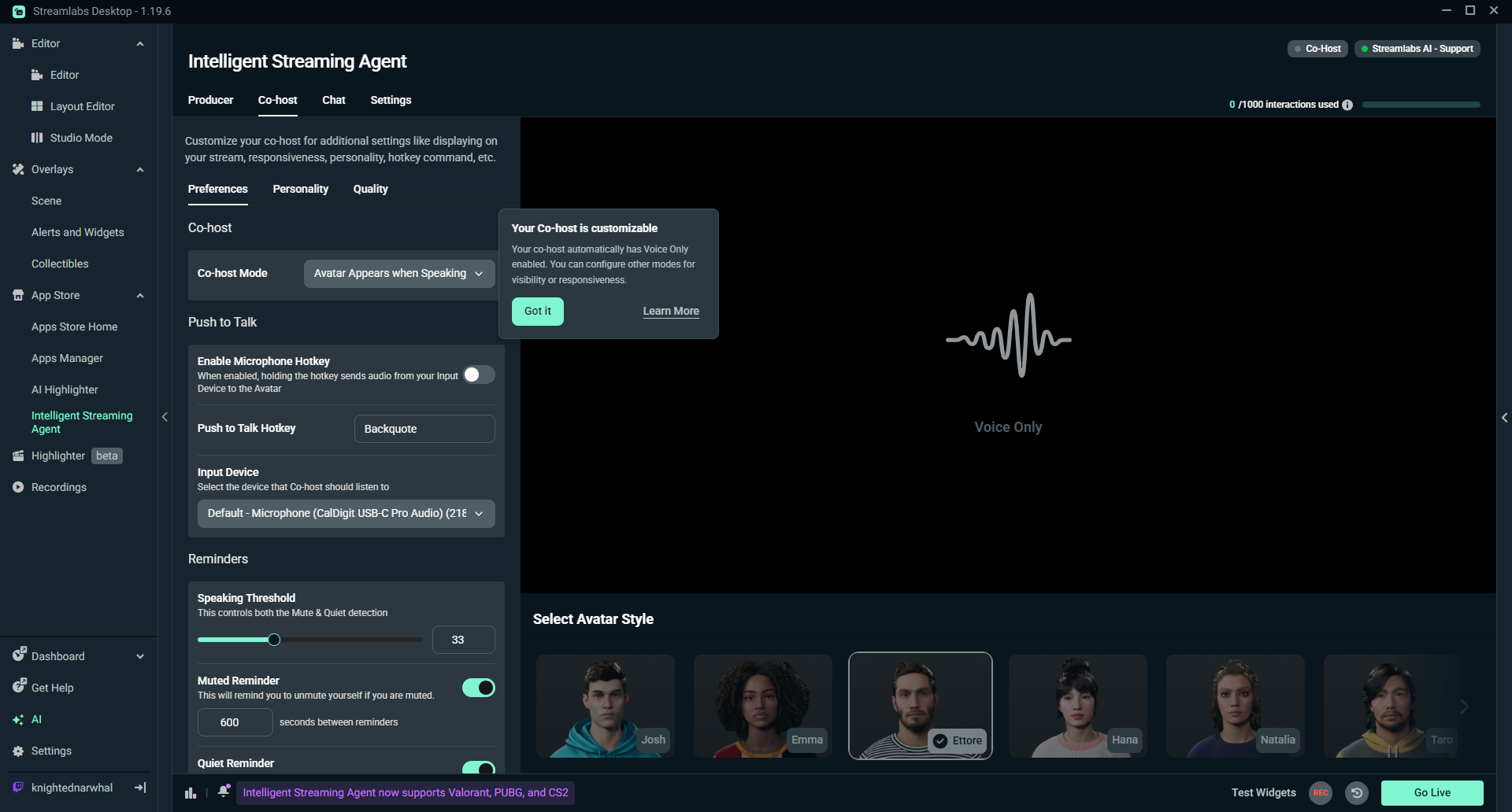 ISA Co-host preference settings